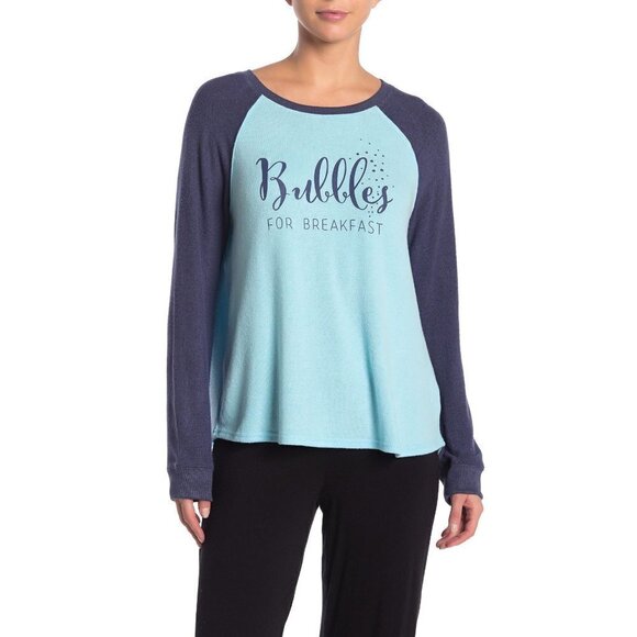 💕FREE PRESS💕 Raglan Long Sleeve Ultra Soft Tee Bubbles for Breakfast M NWT - Picture 3 of 11
